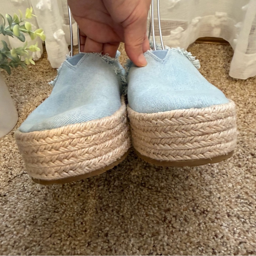 Toms Valencia Light Blue Boho Espadrille Slip-On Shoes - Picture 6 of 9
